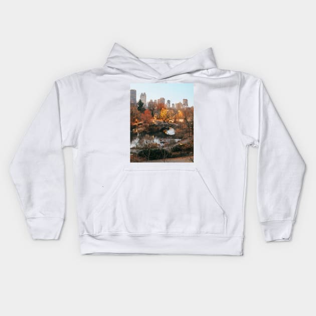 Central Park Sunset Kids Hoodie by igjustin